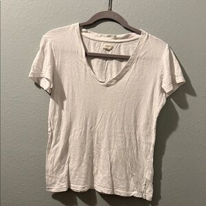 L'AGENCE white Short Sleeve V-Neck Tee medium